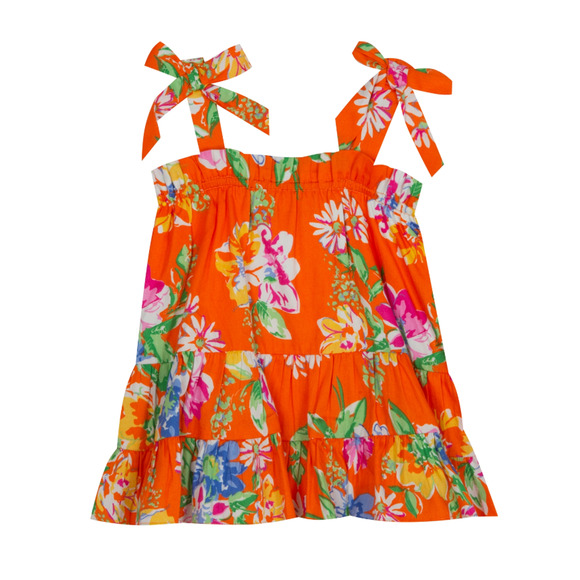 Rare Editions Baby Girls Floral Tiered Bow Ties Ruffle Dress Orange Size 3-6M - Picture 1 of 2